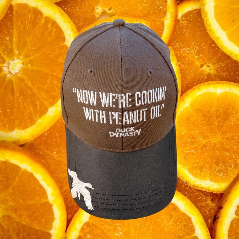 Duck Dynasty A&E‎ Brown Black Peanut Oil Quote Embroidered Baseball Cap Hat Mens